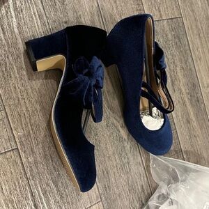 Elegant Velvet Women's Heels in Navy